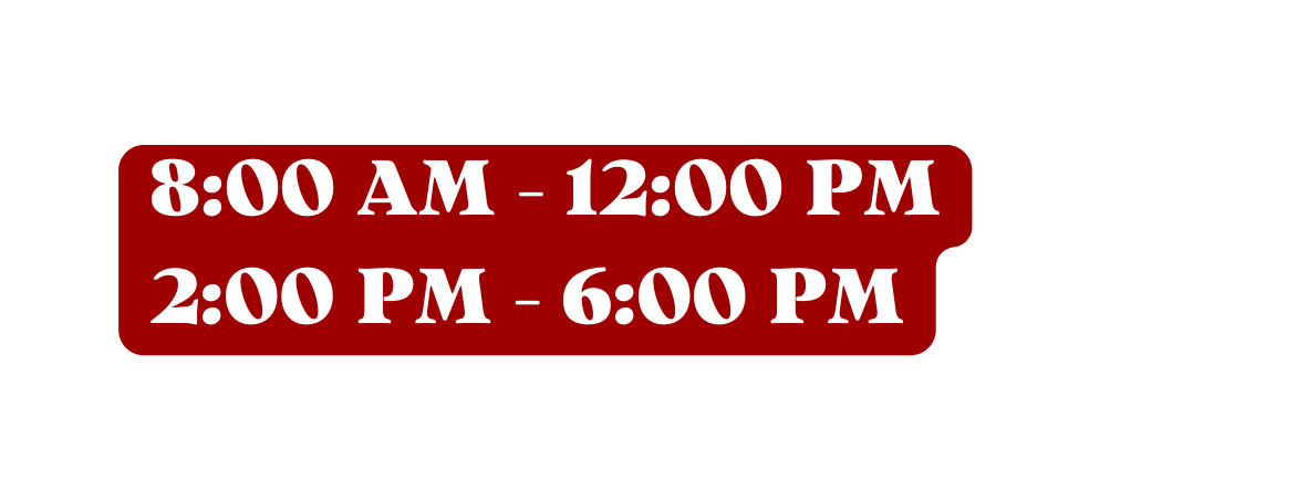 8 00 AM 12 00 PM 2 00 PM 6 00 PM